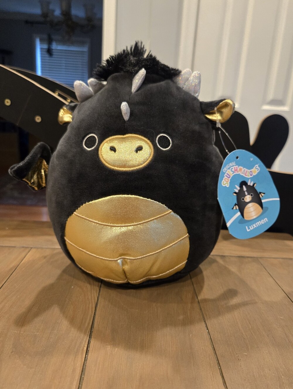 Squishmallows Luxmen Black & Gold Plush Dragon New With Tags